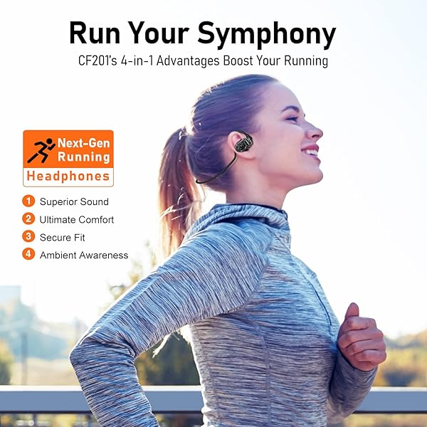 Audiovance OpenComfy CF201 Wireless Headphones for Running - Bluetooth Open-Ear Headphones for Sports Gym Workout - Superior Sound, Ultimate Comfor, - Image 2