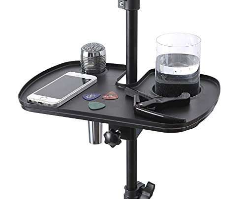 Deluxe Auhafaly Plastic Microphone Stand Tray with Drink Holder for Concerts & Performances