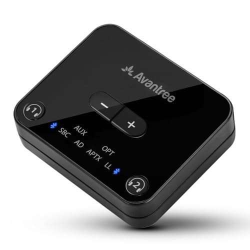 Avantree Audikast Plus: Bluetooth 5.3 Audio Transmitter for TV - Low Latency, Dual Link, 100ft Range, Optical & AUX Output