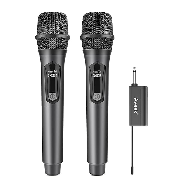 Aveek Wireless Karaoke Microphone, Handheld Mic with Rechargeable Receiver, for Powered Speakers and Amplifiers, Karaoke Microphone Set for