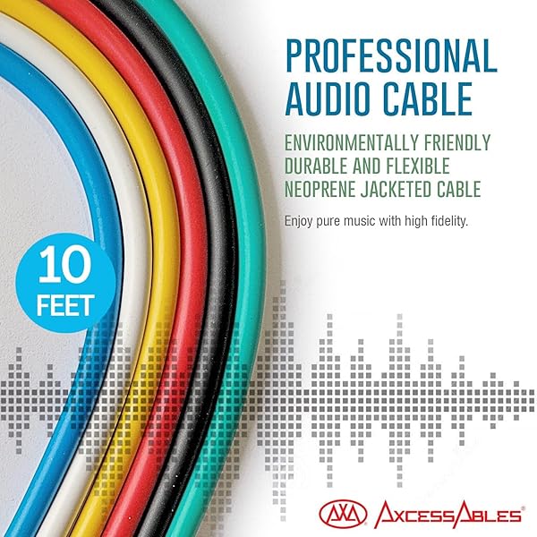AxcessAbles 10ft 1 4" TRS to 1 4" Balanced Stereo Patch Cables - 6 Pack | 6.35mm TRS Speaker Patch Cords - Image 3