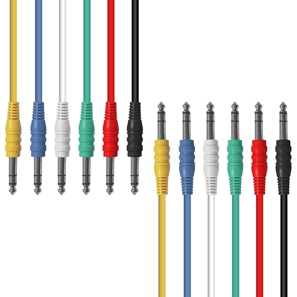 AxcessAbles 10ft 1 4" TRS to 1 4" Balanced Stereo Patch Cables - 6 Pack | 6.35mm TRS Speaker Patch Cords