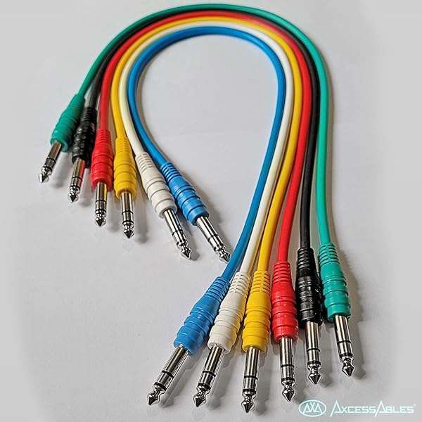 AxcessAbles 1/4 TRS Multi-Color Stereo Patch Cables 6-Pack for Studio & Effects (1.5ft) - Image 10