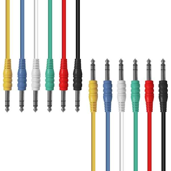 AXA AXCESSABLES AxcessAbles 1/4 TRS Multi-Color Stereo Patch Cables 6-Pack for Studio & Effects (1.5ft)