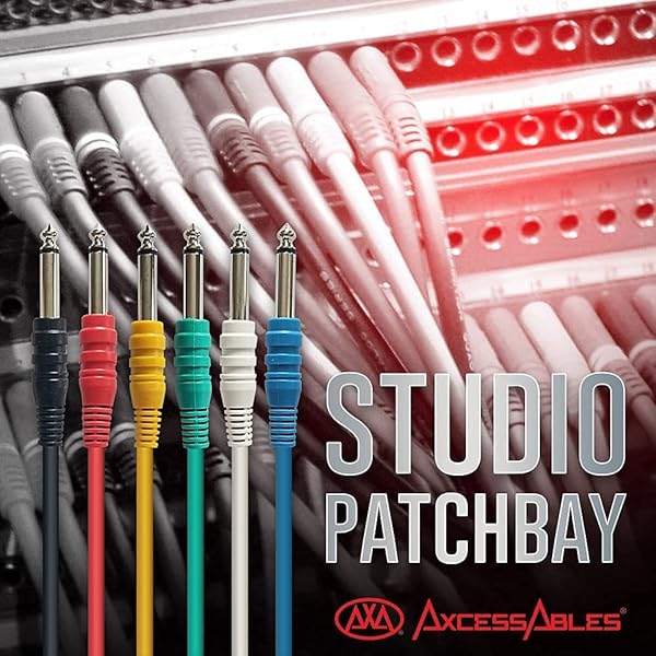 AxcessAbles 1 4 (6.35mm) TS to 1 4 (6.35mm) TS Unbalanced Mono Multi-Color Patch Cables 6 Pack Outboard Gear and Patchbay Studio Cables External - Image 4