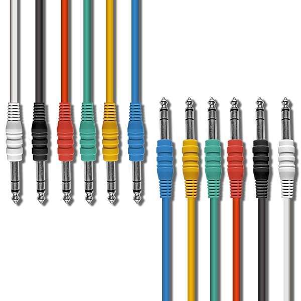 AXA AXCESSABLES AxcessAbles 1/4 TRS Multi-Color Stereo Patch Cables - 6 Pack (1ft) for Outboard Gear | Balanced Audio Cords