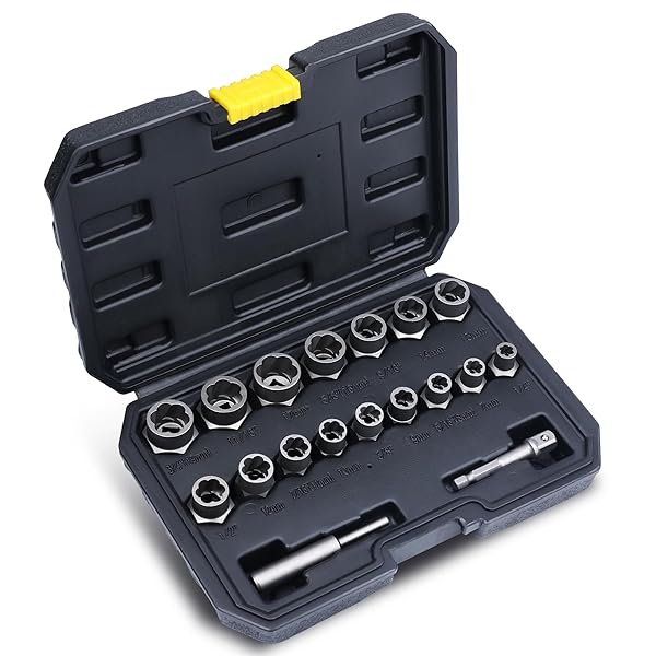 B BOSI TOOLS 18 Piece Impact Bolt and Nut Remover Set for Stripped Rusted and Damaged Bolts Nuts and Screws