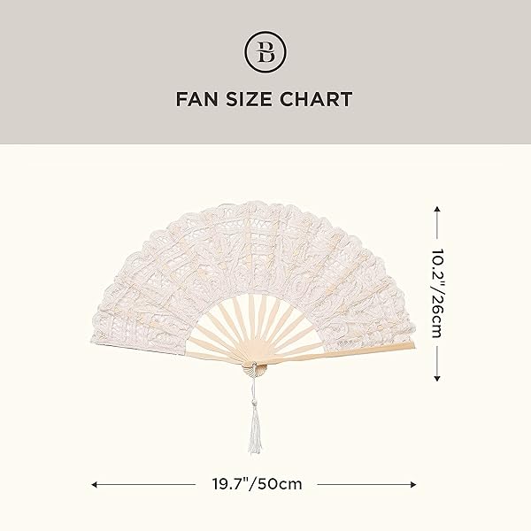 BABEYOND Cotton Lace Folding Handheld Fan Embroidered Bridal Hand Fan for Weddings and Dancing Parties - Image 6