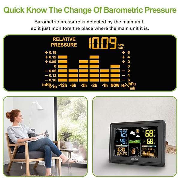 BALDR Weather Station: Digital LCD Thermometer & Humidity Monitor with Moon Phase & Barometric Pressure - Image 5