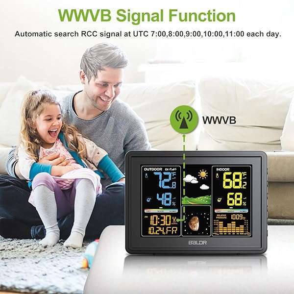 BALDR Weather Station: Digital LCD Thermometer & Humidity Monitor with Moon Phase & Barometric Pressure - Image 6