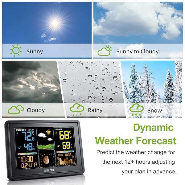 BALDR Weather Station: Digital LCD Thermometer & Humidity Monitor with Moon Phase & Barometric Pressure - Image 7