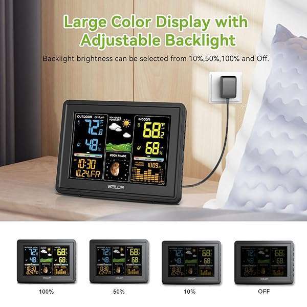 BALDR Weather Station: Digital LCD Thermometer & Humidity Monitor with Moon Phase & Barometric Pressure - Image 9