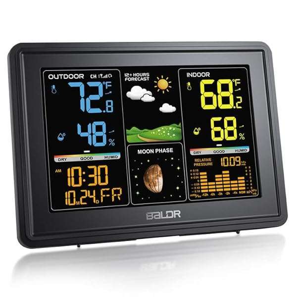 BALDR Weather Station: Digital LCD Thermometer & Humidity Monitor with Moon Phase & Barometric Pressure - Image 3