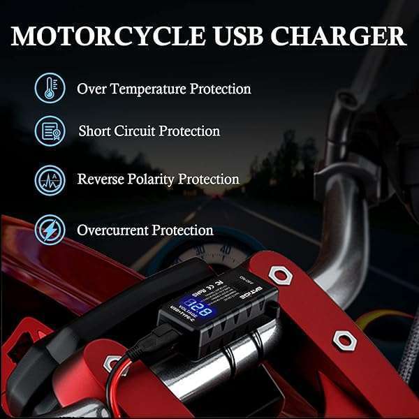 BATIGE Motorcycle USB Charger: SAE to USB Type C, Quick Charge 3.0, Voltmeter & Waterproof Extension Cable for GPS & Smartphone - Image 6