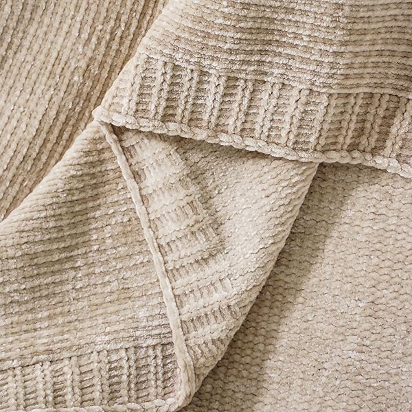 BATTILO HOME Cozy Beige Chenille Knit Throw Blanket for Couch and Sofa 51x67 Perfect for Home Decor - Image 8
