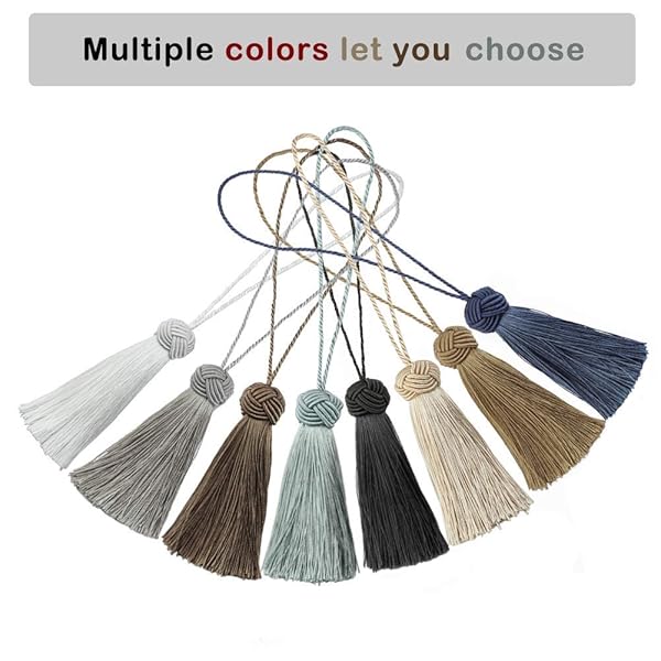 BEL AVENIR 8 Pcs Elegant Polyester Key Tassel Set Colorful Charms for Christmas Tree DIY Craft Garland Wedding Home Party Decorations White - Image 5