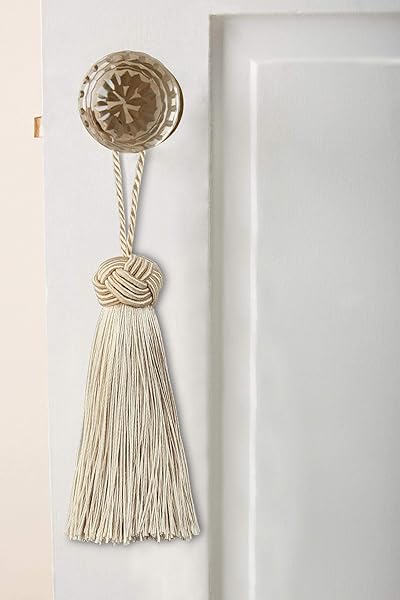 BEL AVENIR 8 Pcs Elegant Polyester Key Tassel Set Colorful Charms for Christmas Tree DIY Craft Garland Wedding Home Party Decorations White - Image 6