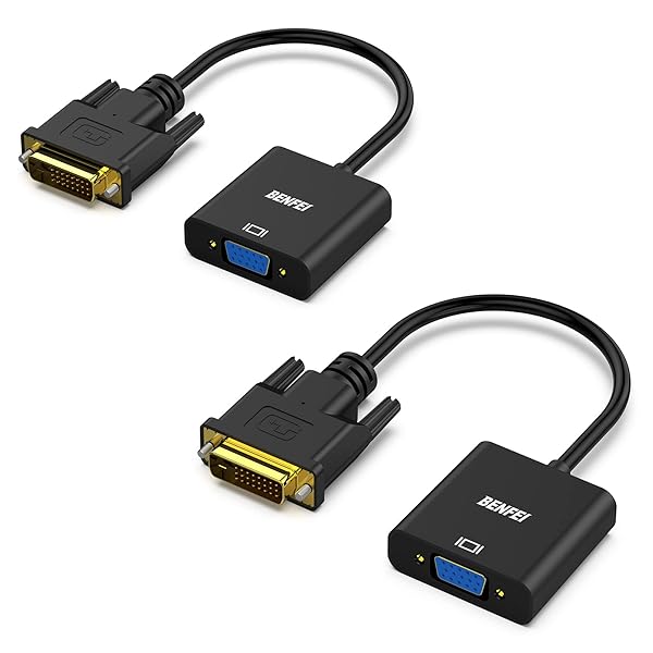 BENFEI DVI-D to VGA Adapter 2 Pack - Male to Female, High-Quality Video Converter
