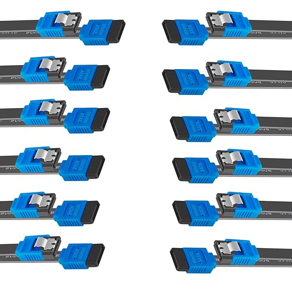 BENFEI 12 Pack SATA III Data Cables 6Gbps - 18 Inch with Locking Latch for HDD, SSD, CD Drives