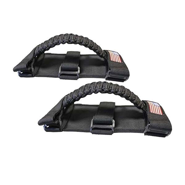 "BESTAOO Roll Bar Grab Handles for Jeep Wrangler & Gladiator - Paracord Grip, Metal Buckle, Fits 2-4" Roll Bars (1955-2024)" - Image 4