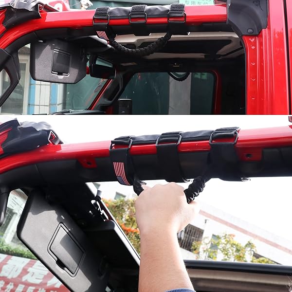 "BESTAOO Roll Bar Grab Handles for Jeep Wrangler & Gladiator - Paracord Grip, Metal Buckle, Fits 2-4" Roll Bars (1955-2024)" - Image 8