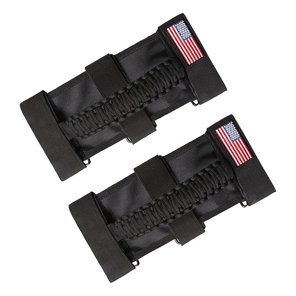 "BESTAOO Roll Bar Grab Handles for Jeep Wrangler & Gladiator - Paracord Grip, Metal Buckle, Fits 2-4" Roll Bars (1955-2024)" - Image 11