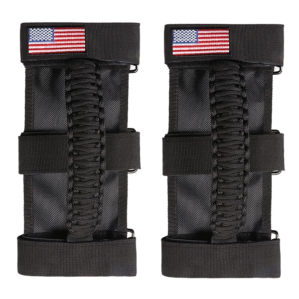 BESTAOO "BESTAOO Roll Bar Grab Handles for Jeep Wrangler & Gladiator - Paracord Grip, Metal Buckle, Fits 2-4" Roll Bars (1955-2024)"