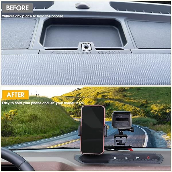 BESTAOO Dash Phone Holder and Camera Mount for Ford Bronco 2021 2022 2023 2024 2025 2 Door and 4 Door, Compatible with GoPro and Smart Phone (Slide - Image 3