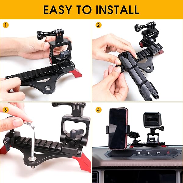 BESTAOO Dash Phone Holder and Camera Mount for Ford Bronco 2021 2022 2023 2024 2025 2 Door and 4 Door, Compatible with GoPro and Smart Phone (Slide - Image 6