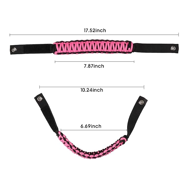 BESTAOO Roll Bar Grab Handles Paracord Grip Handle for Ford Bronco 2021 to 2025 2 Door 4 Door 4 Pack in Pink - Image 6