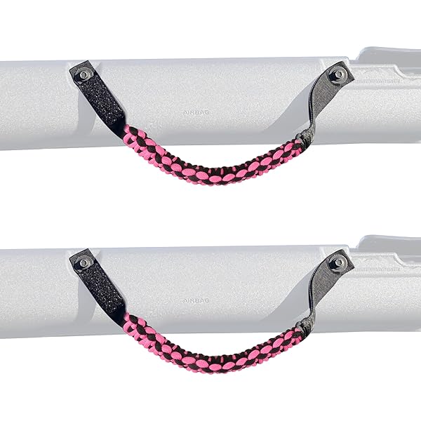 BESTAOO Roll Bar Grab Handles Paracord Grip Handle for Ford Bronco 2021 to 2025 2 Door 4 Door 4 Pack in Pink - Image 8