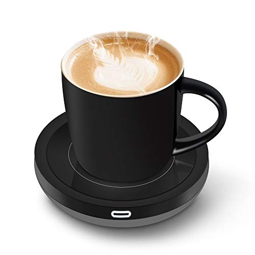 BESTINNKITS Smart Coffee Cup Warmer Set with Auto On Off for Office Desk Use and Candle Wax Heating Plate Up to 131F 14oz