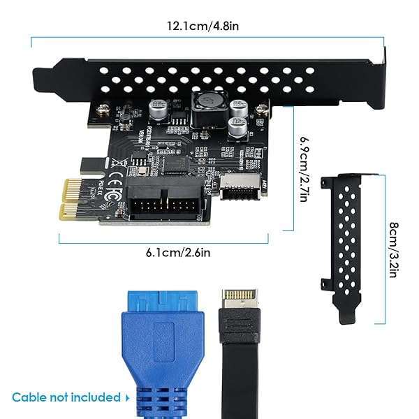 BEYIMEI PCI-E 1X to USB 3.2 Gen 1 Expansion Card - 20-Pin Front Panel Header & Type-C Connector - Image 9