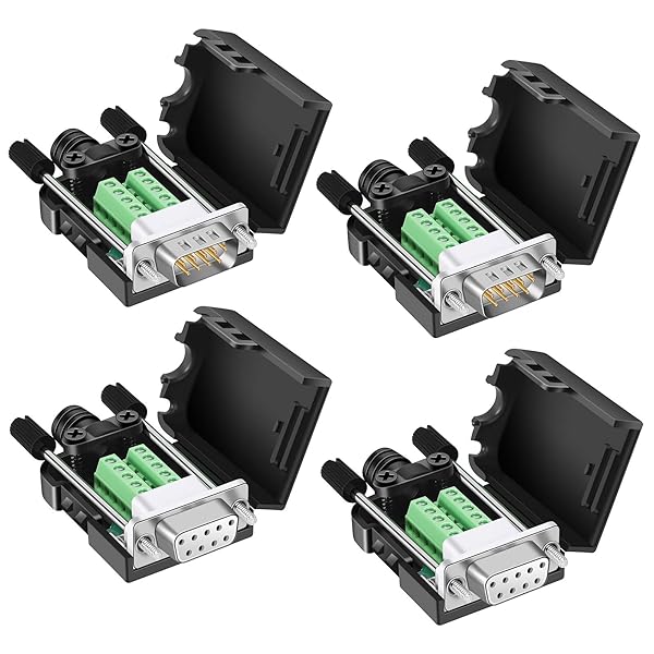 Buy BIFALE DB9 Breakout Connector - 2 Male & 2 Female RS232 D-SUB Adapters with Case & Long Bolts for Easy Solderless Connections