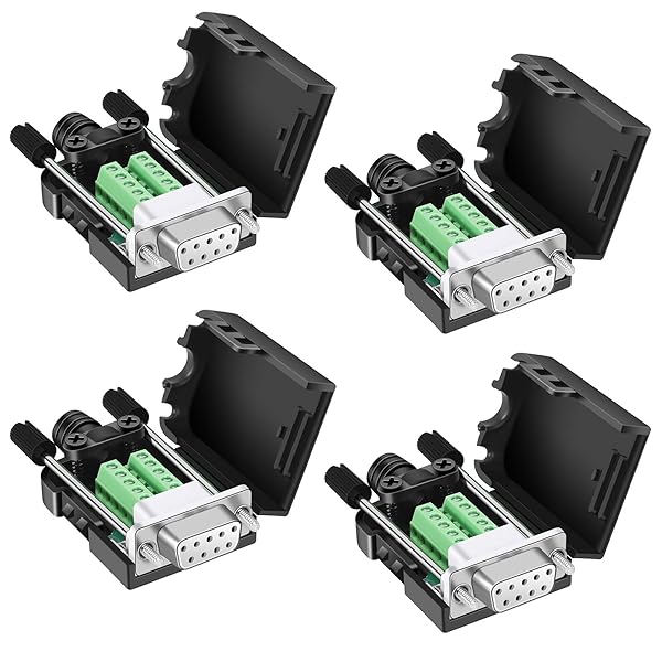 Buy BIFALE DB9 Breakout Connector - 4 Female RS232 D-SUB Serial Adapter with Case & Long Bolts for Easy Solderless Connection