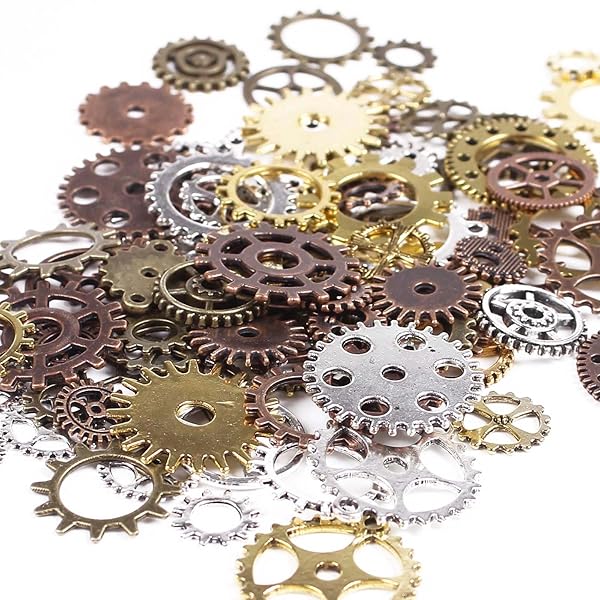 BIHRTC 100g Antique Metal Steampunk Gears Charms for Jewelry & Crafting - DIY Clock Watch Pendants - Image 2