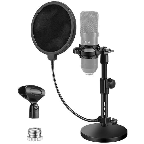 Upgrade Your Sound: BILIONE Adjustable Desktop Microphone Stand with Pop Filter & Shock Mount - Image 3