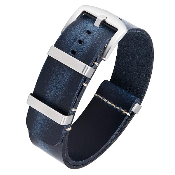 BINLUN Leather Watch Band Crazy Horse Oiled Leather Watch Straps 18mm 19mm 20mm 21mm 22mm 24mm Replacement One-Piece Watchbands for Men and Women