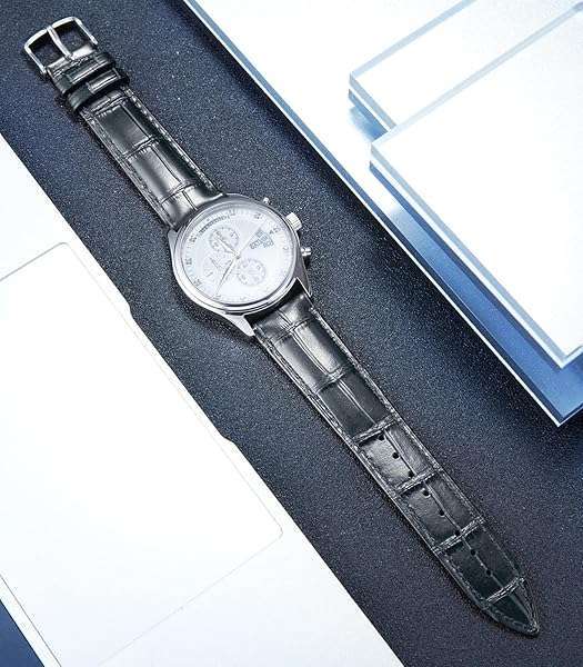 BINLUN Leather Watch Band Genuine Calfskin Replacement Watch Strap Quick Release Crocodile Pattern 10 Colors 13 Sizes for Men Women?Black,12MM? - Image 6