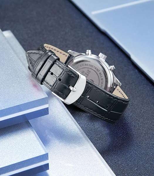 BINLUN Leather Watch Band Genuine Calfskin Replacement Watch Strap Quick Release Crocodile Pattern 10 Colors 13 Sizes for Men Women?Black,12MM? - Image 7