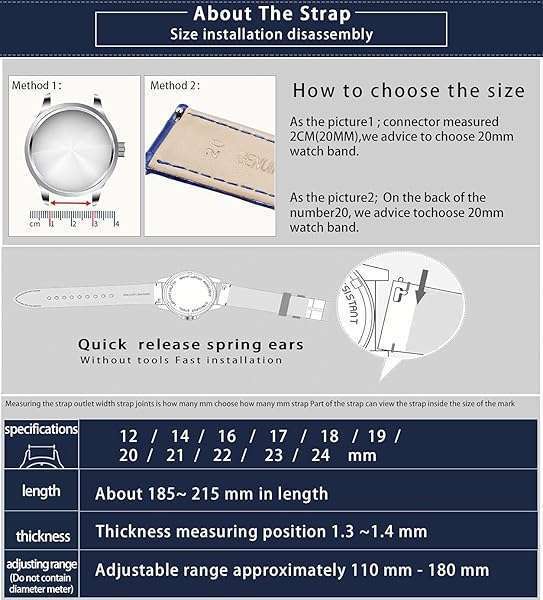 BINLUN Leather Watch Band Genuine Calfskin Replacement Watch Strap Quick Release Crocodile Pattern 10 Colors 13 Sizes for Men Women?Black,12MM? - Image 8