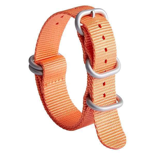BINLUN Nylon Watch Strap Thick Premium Ballistic Multicolor Bands for Men Women 18mm 19mm 20mm 21mm 22mm 23mm 24mm with Military Heavy Duty 5 Rings Stainless Steel Buckle(Orange-Silver,23mm)
