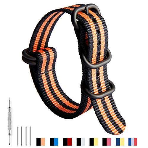 BINLUN Premium Nylon Watch Strap - Thick Multicolor Bands for Men & Women, 18mm-24mm with Heavy Duty Stainless Steel Buckle - Image 4