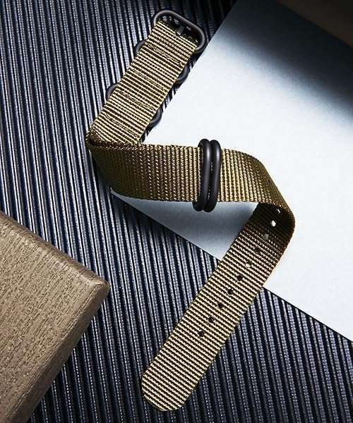 BINLUN Nylon Watch Strap Thick Premium Ballistic Multicolor Bands for Men Women 18mm 19mm 20mm 21mm 22mm 23mm 24mm with Military Heavy Duty 5 Rings Stainless Steel Buckle(Khaki-Black,22mm) - Image 4
