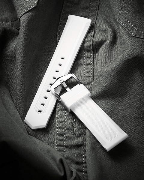 BINLUN Silicone Rubber Watch Band Replacement Strap for Men and Women in Multiple Colors and Sizes for Smart Watches - Image 2