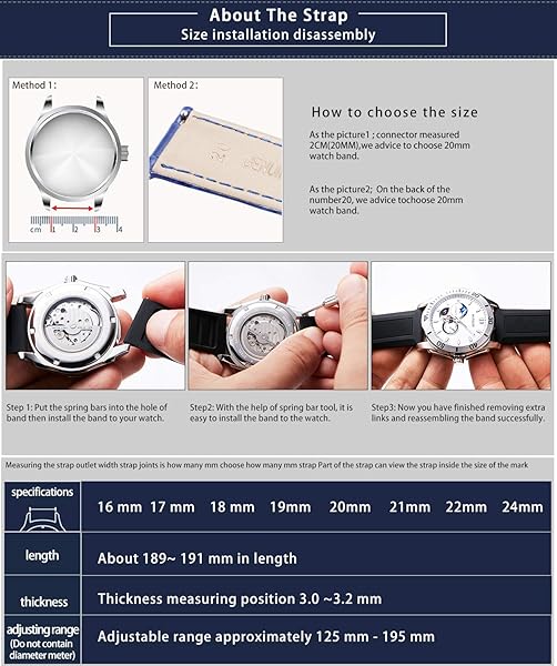 BINLUN Silicone Rubber Watch Band Replacement Strap for Men and Women in Multiple Colors and Sizes for Smart Watches - Image 7