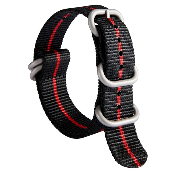 BINLUN Thick Nylon Watch Strap Replacement for Men 18mm 20mm 22mm 24mm Military Heavy Duty with Silver Black Stainless Steel Buckle