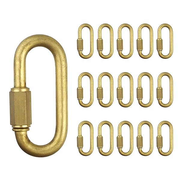 BNYZWOT BNYZWOT Brass Quick Links D Shape Locking Chain Repair Links M4 5/32 Inch Pack of 15 for Durable and Reliable Use