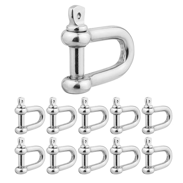 BNYZWOT M6 1/4 inch 304 Stainless Steel Anchor Shackle Bow Rigging Clevis Ring Pack of 10 for Heavy Duty Use
