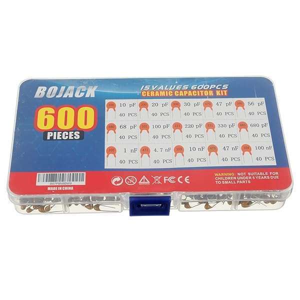 BOJACK 600Pcs Ceramic Capacitor Assortment Kit: 15 Types from 10pF to 100nF - Perfect for Electronics Projects! - Image 6